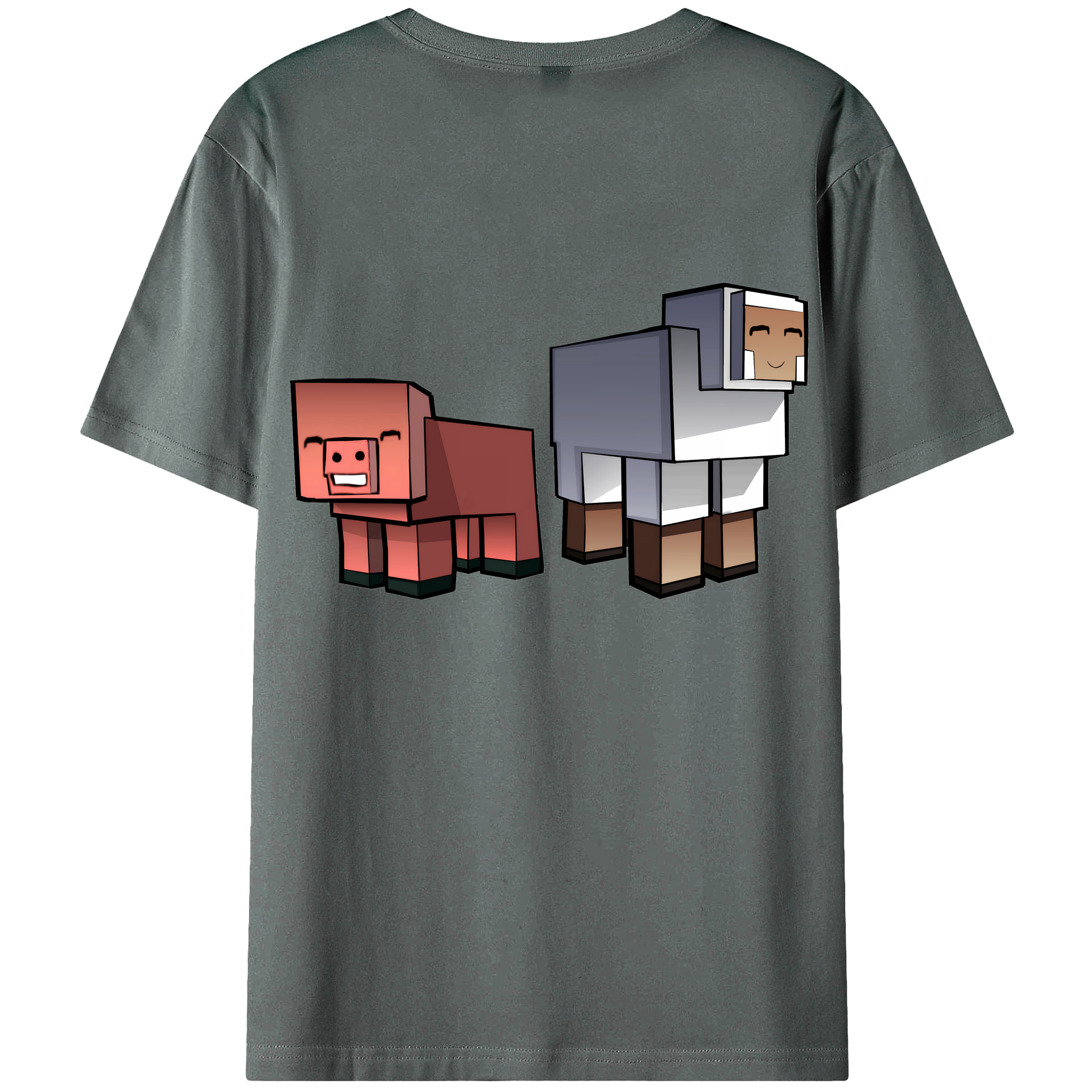 （画像用） マインクラフト ブロックの世界 Minecraft MC Block world 綿100％ メンズ半袖Tシャツ（バックプリント） 通気性